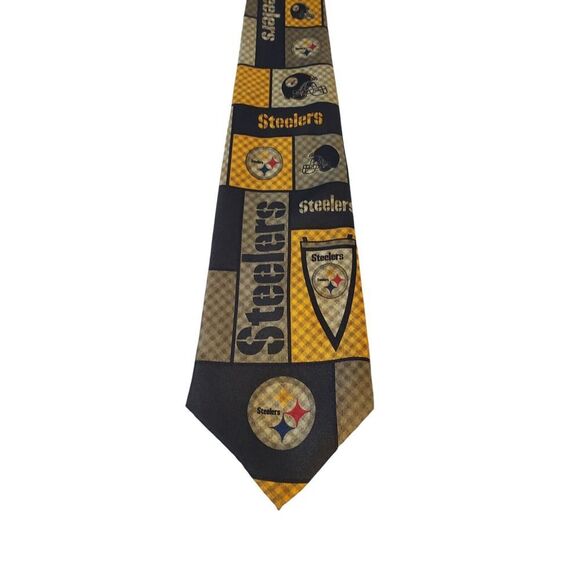 NFL‎ STEELERS Neck Tie Mens Gold Black Football Sports Monday Night Coach Fan - Picture 1 of 11